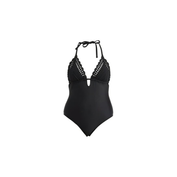 Elegant Black Halter One-Piece Swimsuit - Picture 1 of 3